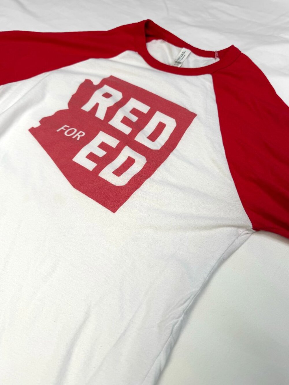 Red For Ed Arizona Teachers Raglan Baseball Tee M